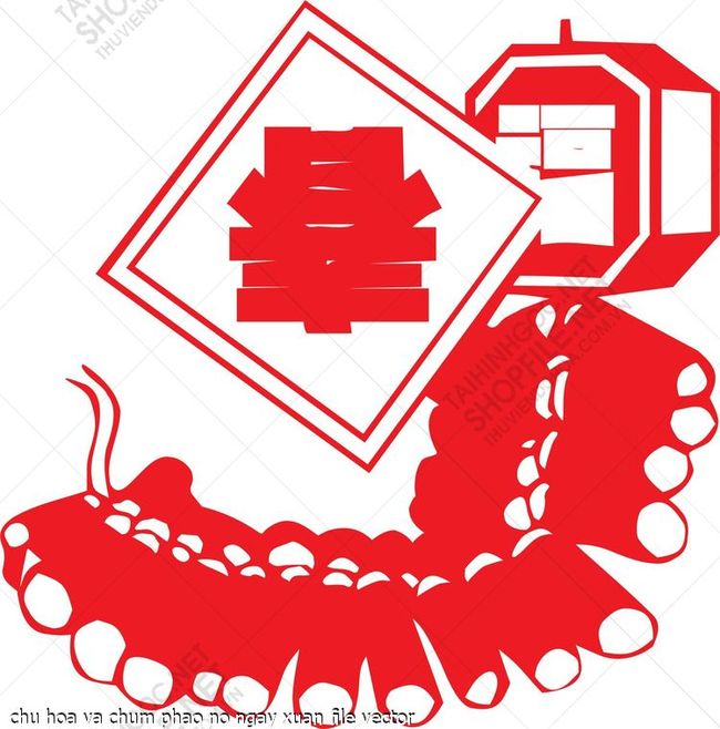 chu hoa va chum phao no ngay xuan file vector